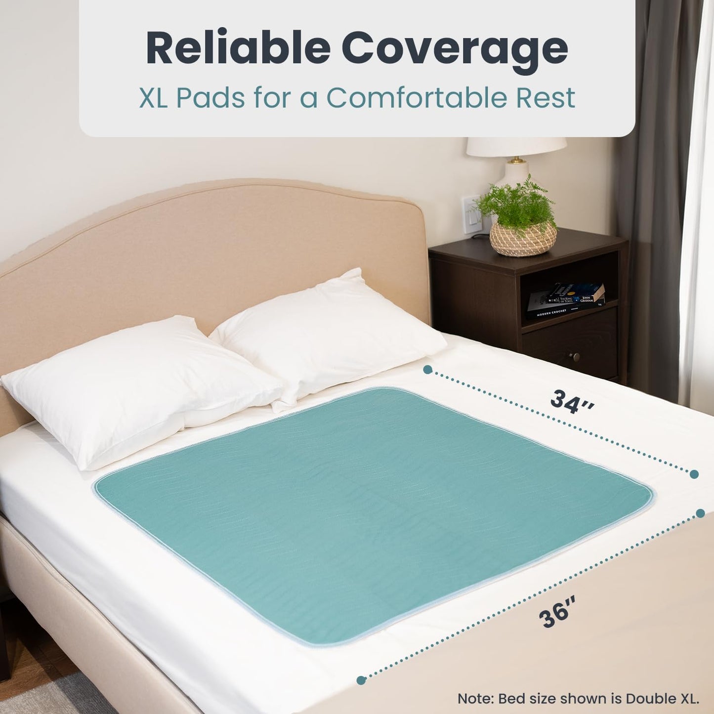 Bed Pads Washable Waterproof 34" x 36" (Pack of 2) - Incontinence Bed Pads for Adults and Kids - Heavy Absorbency Reusable Bed Pads - Chuck Pads - Waterproof Protective Pad for Bed