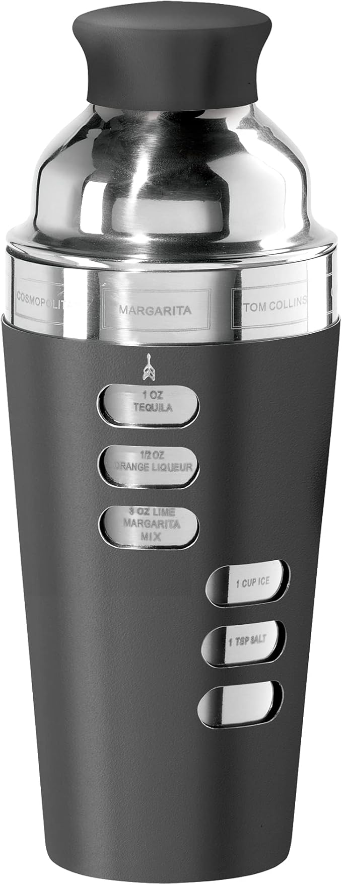 Oggi 23-Ounce Stainless Steel Cocktail Shaker, Black