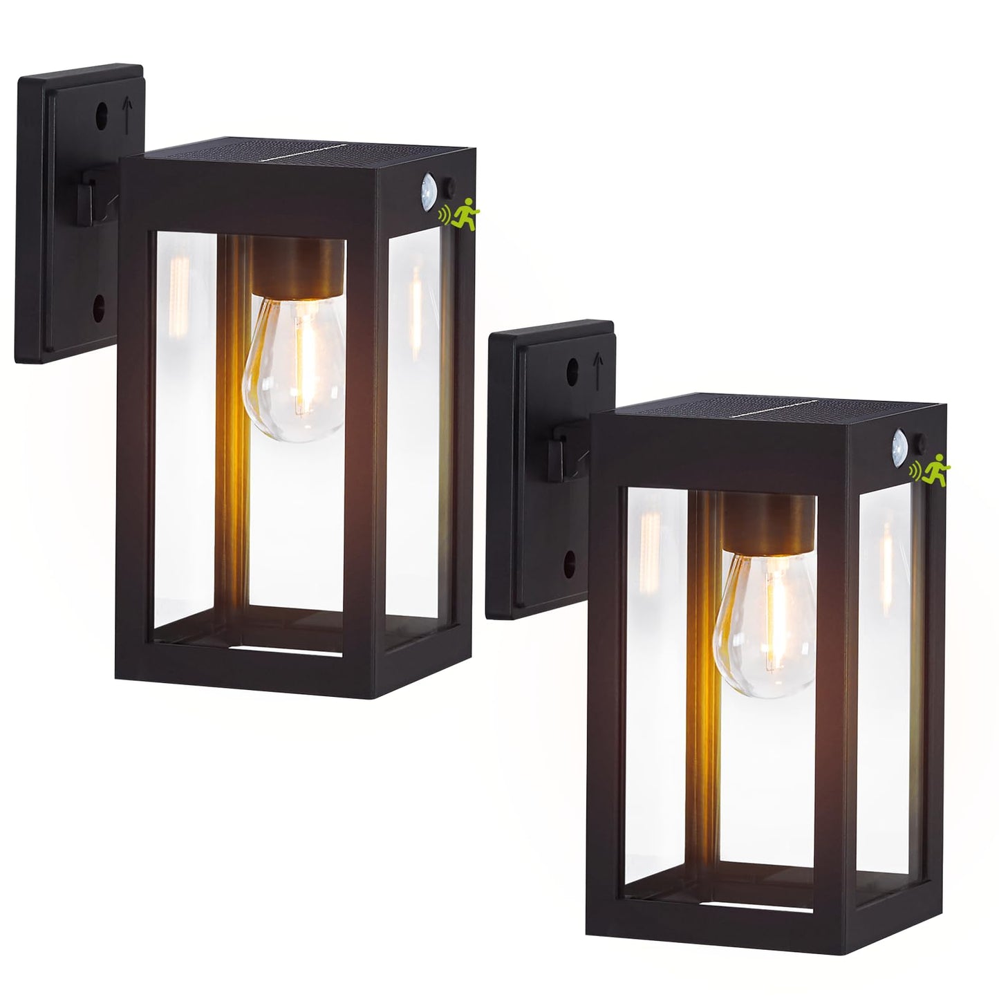 Mdenlt 2 Pack Solar Porch Lights Outdoor Solar Wall Lights With 3 Lighting Modes&Motion Sensor  Dusk To Dawn Sconce Lights Wall Mount Exterior Wall Lantern Light Fixture For House  Garage Patio Shed