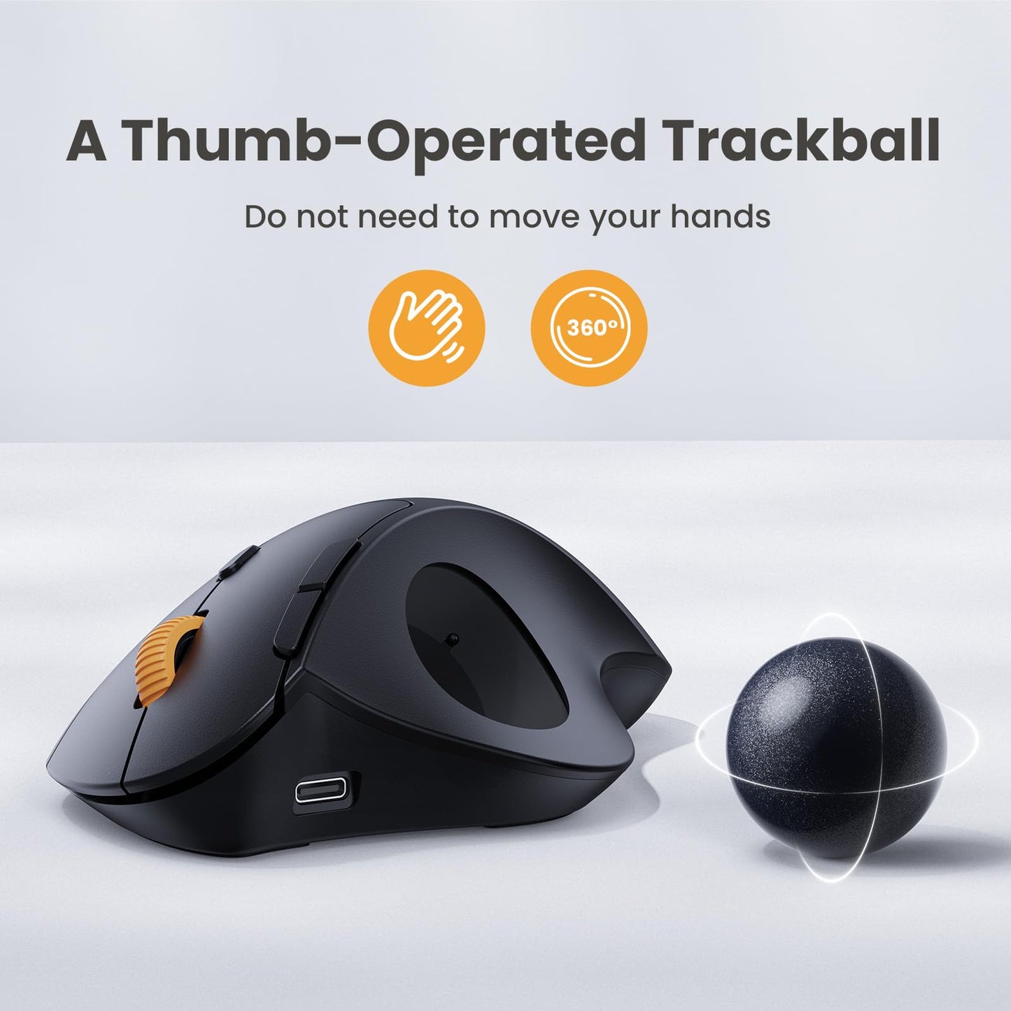 Protoarc Wireless Trackball Mouse, Em04 Ergonomic Bluetooth Rollerball Rechargeable Computer Laptop Thumb Control Mouse, Compati