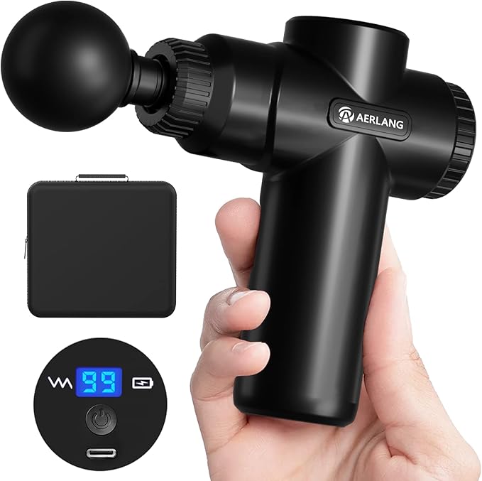 AERLANG Mini Massage Gun,Muscle Deep Tissue Massager Gun, Handheld Percussion Back Massager, Portable Quiet Massage Gun wi...