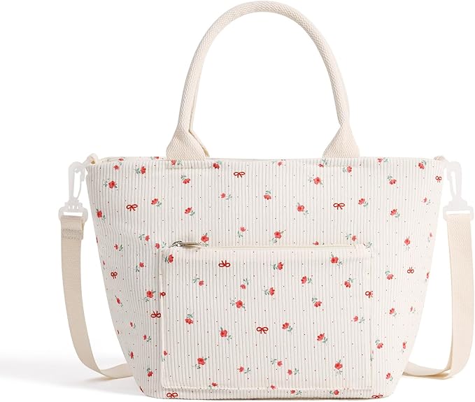 Lunch Bag for Women Adult Large Insulated Lunch Box Girl Cute Corduroy Lunch Tote Bags Reusable Leakproof Cooler Work Picnic