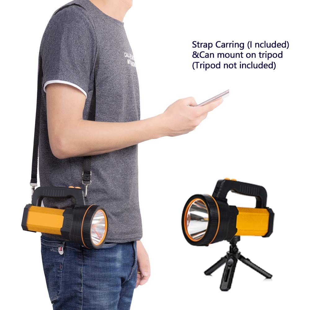 GEPROSMA LED Flashlight High Lumens Rechargeable Handheld Spotlight Aluminum Alloy Black Model Facai