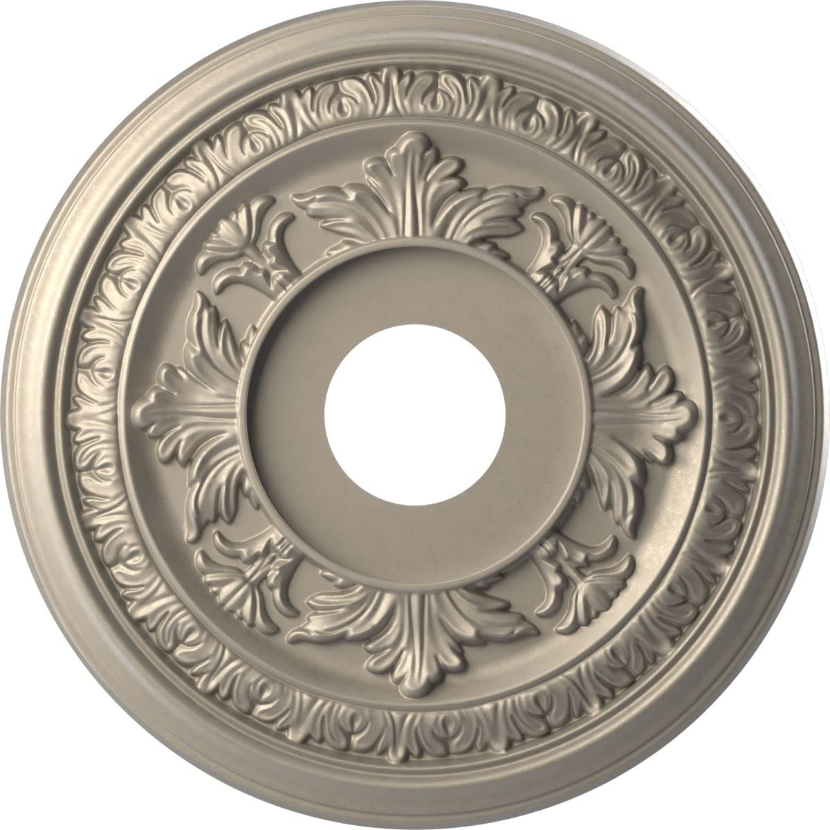 Ekena Millwork Cmp16Bacsv Baltimore Thermoformed Pvc Ceiling Medallion (Fits Canopies Up To 6 1/2), 16Od X 3 1/2Id X 1P, Metalli