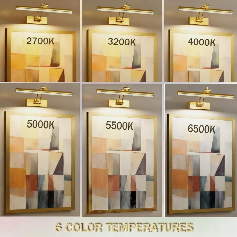 Yuichoy 2 Pack Picture Lights For Wall Battery Operated  12 Inch Wireless Art Lighting For discomfort-reducingting  6 Colors Picture Frame Lights With Remote  4200Mah Gallery Light  Gold