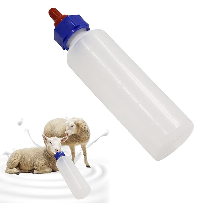 2PCS 500ml Calf Nursing Feeder Bottle with Rubber Nipple Milk Feeder Feeding Bottles,Farm Goat Calf Sheep Milk Feeder Livestock Tools (500ml 2pcs)