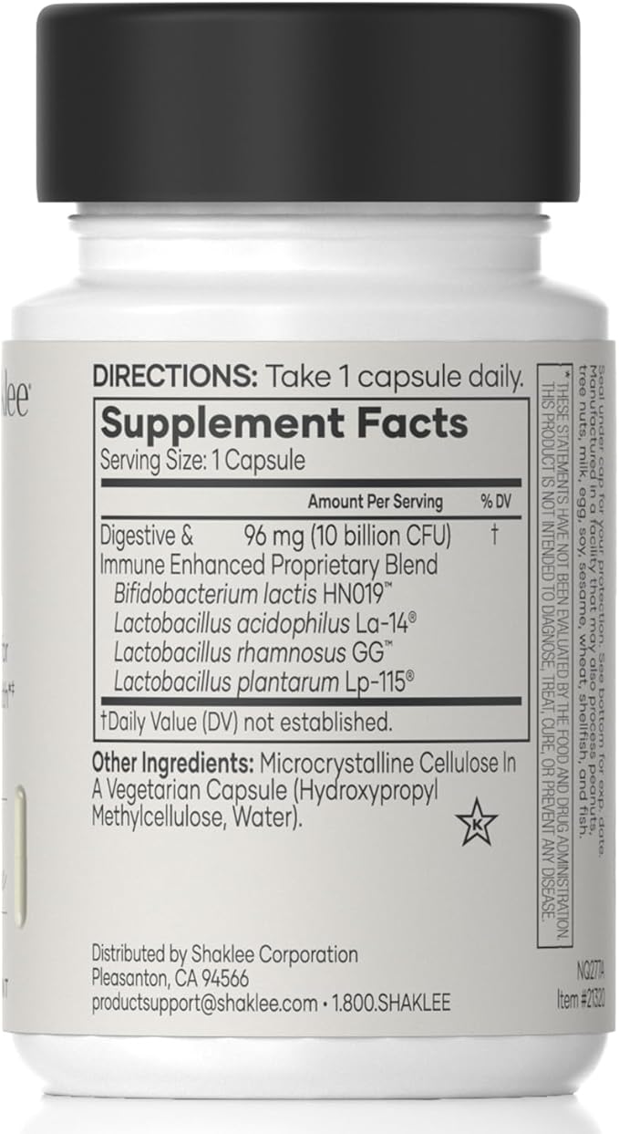 Shaklee - Optiflora® DI Probiotic -10 Billion CFUs - 4 Bacterial Strains - Bifidobacterium lactis HN019™ - Supports Intestinal Flora Balance & Regularity - Gluten, Soy & Dairy Free - 30 Capsules