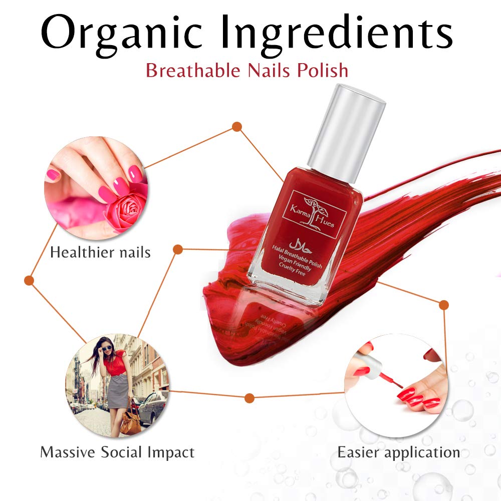 Karma Naturals Certified Halal Nail Polish - Breathable & Water Permeable, Wudu Friendly (Sarah)