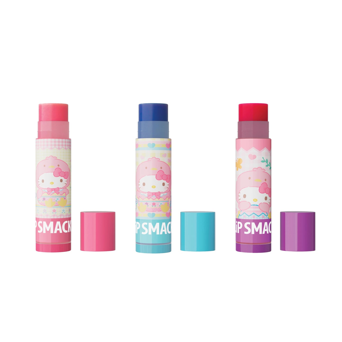 Lip Smacker Hello Kitty Lip Balm Trio, Adorable Sanrio Collectible, Moisturizing & Nourishing Fruity Flavors, Guavalicious Day,