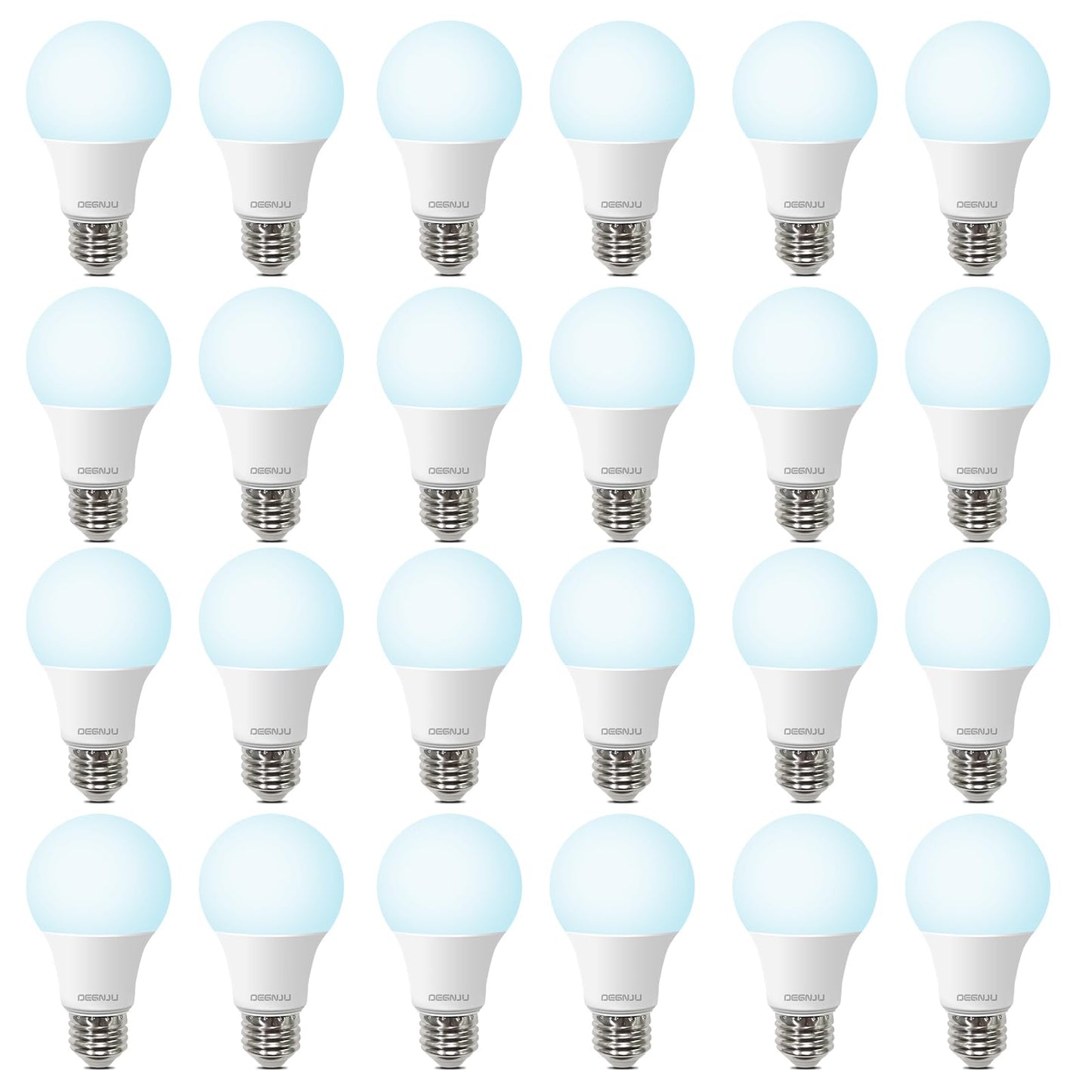 Degnju 24 Pack Led Light Bulbs 60 Watt Equivalent  A19 5000K Daylight  800 Lumens  E26 Base  Non-Dimmable  8 Watt Energy Efficient Led Bulbs For Home Lighting