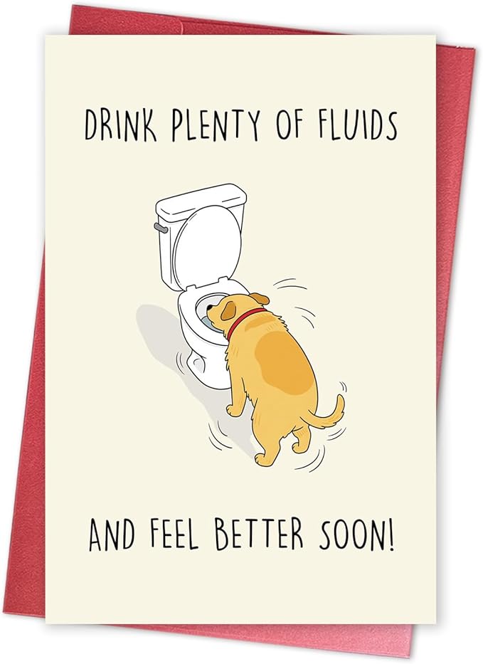 Humorous Get Well Soon Card from Dog, Funny Encouragement Card for Family Friend, Humor Speedy Surgery Recovery Gift for D...