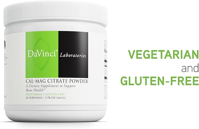 DaVinci Labs Cal-Mag Citrate Powder - Supports Bone Health* - Dietary Supplement with Vitamin D2, Magnesium & Calcium - Vegetarian - Gluten-Free - 30 Servings