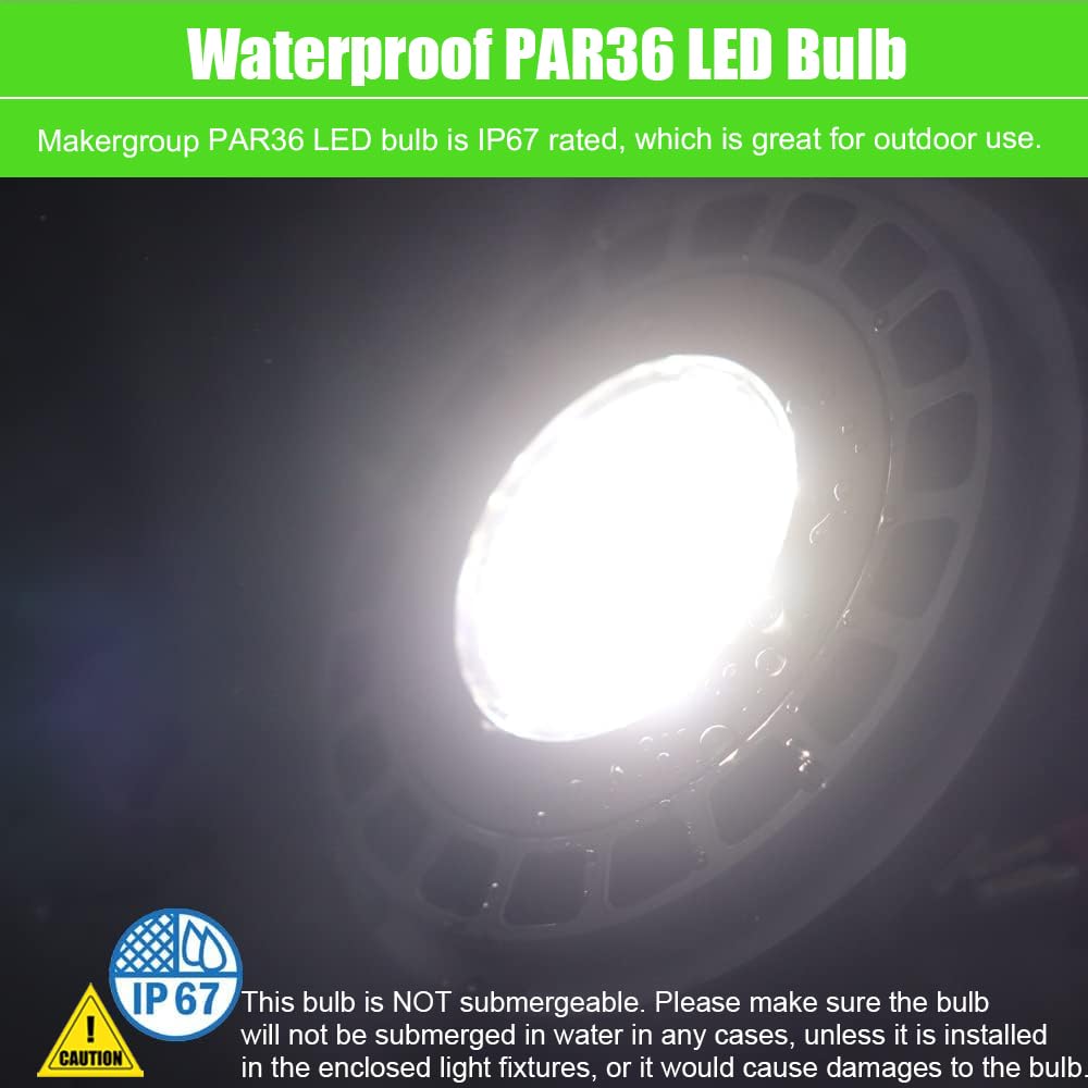 Makergroup Par36 Landscape Led Light Bulb 10W 12V Low Voltage Waterproof Spotlight For Outdoor Yard Lighting Tree Light  In-Ground Well Light  Daylight White 5000K
