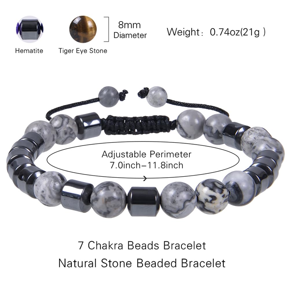 GelConnie Stone Bead Bracelet Healing Anxiety Bracelets Womens Bead Bracelets 8mm Beaded Stone Stretch Bracelet Positive Energy