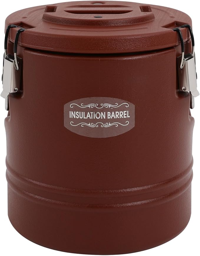 Eapmic 15.85Qt Insulated Food Container, Stainless Steel Container, 15L Commercial Soup Carrier 6 Hours Heat Preservation for Hot and Cold Food Storage Restaurant Canteen Home Lunch Use (Brown, 15L)