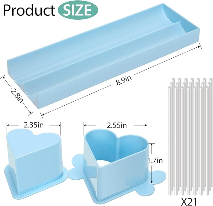 Heart Cake Pop Mold Set with 9 Inch Tray and Sticks, ABS Cake Pop Maker, Baking Molds Kit for Parties, Wedding,Home Desserts Making - Blue