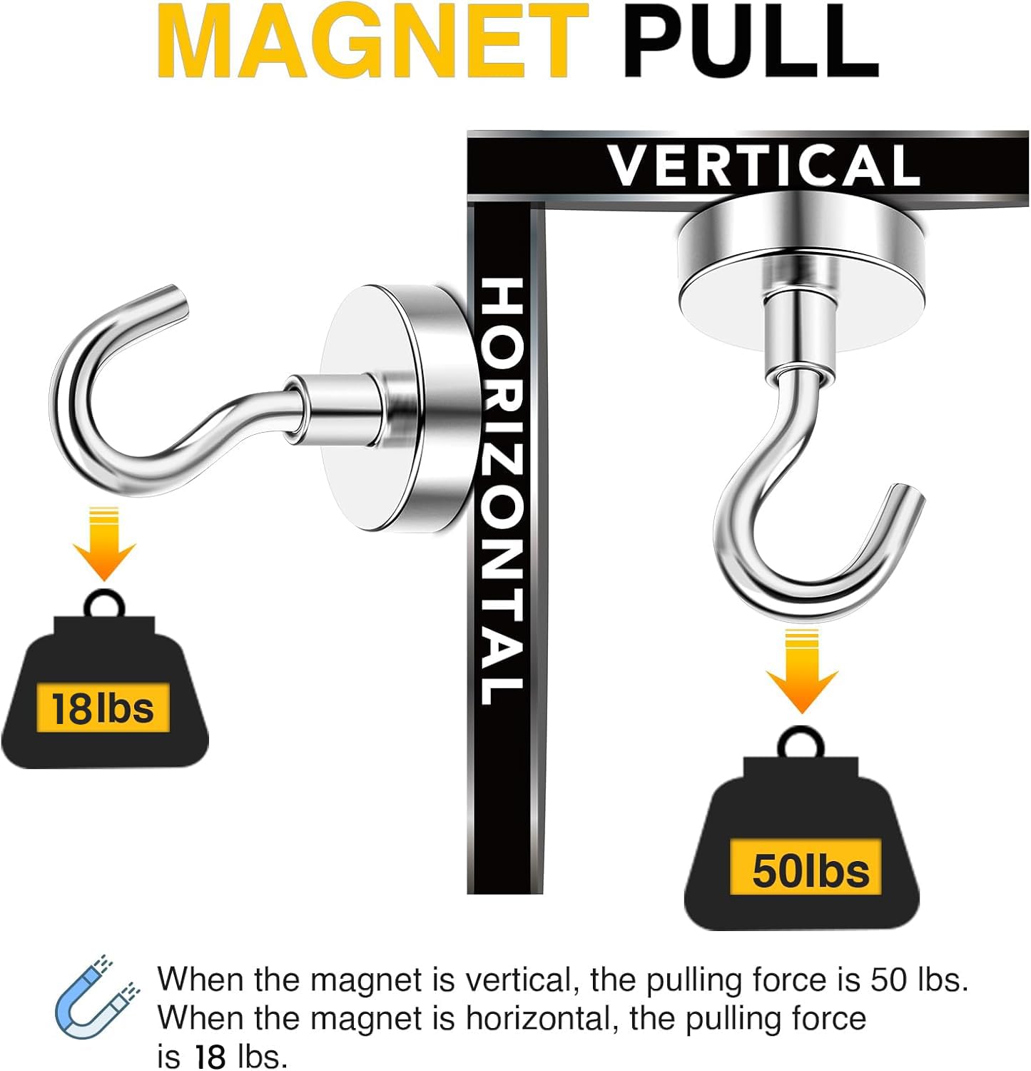 DIYMAG Magnetic Hooks, 50lbs Heavy Duty N52 Rare Earth Magnets with Hook 2026 Cruise Cabin Ship Essentials for Fridge Hanging Classroom Beach Vacation Kitchen Grills Home Must Have 6 Pack