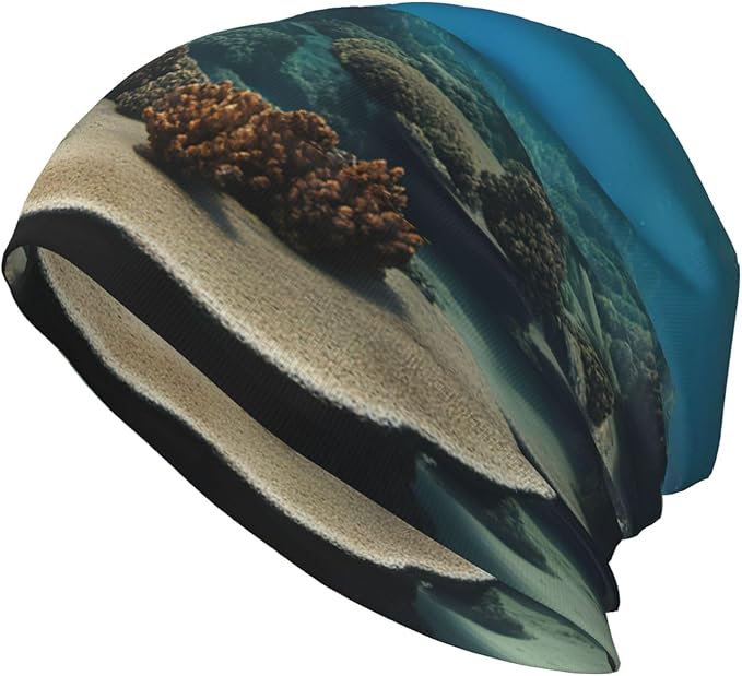 Underwater Ocean View Print Soft Beanie Hat for Men Women Warm Fashion Cap for Jogging Cycling Gift Outdoor Use Black