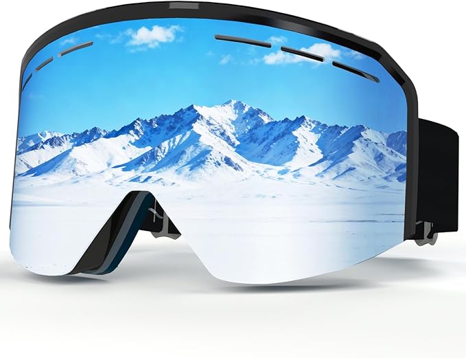 VCOROS Ski/Snowboard Goggles Men Women Anti Fog OTG Snow Goggles Skating Skiing Snowmobile Cylindrical Removable Lens
