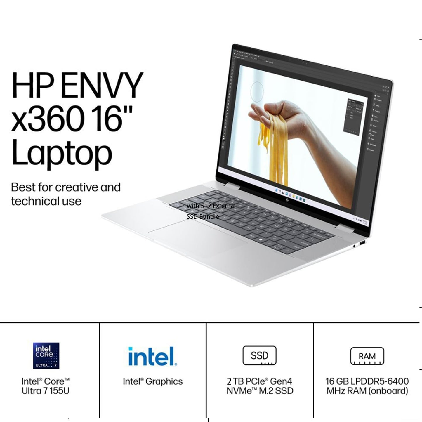 Hp Envy X360 16 Ultra 7 Ai Convertible 2-In-1 Laptop, 16 Fhd+ Touchscreen, Intel Ultra 7 155U (Beats Intel I7-1355U), 16Gb Ram,