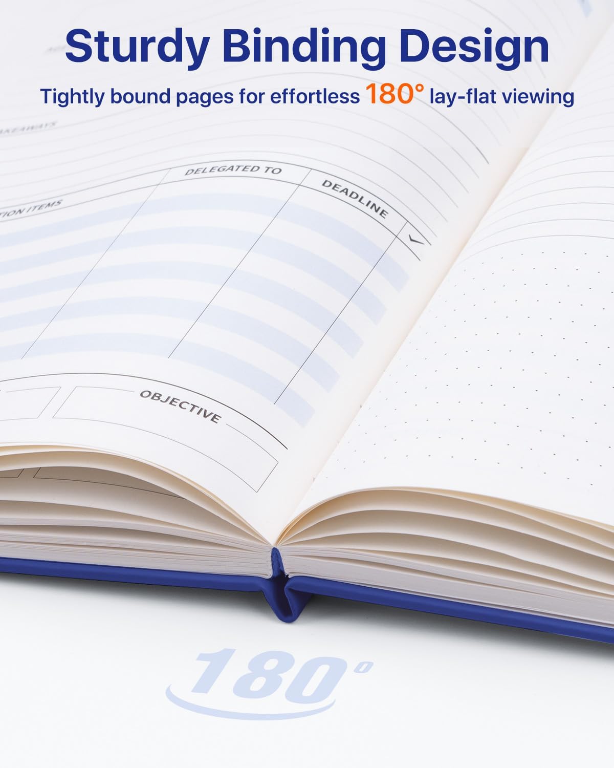 WEMATE Meeting Notebook for Work, Work Planner Notebook with Action Items, B5 Size Project Planner, Easily Take Meeting Notes & Keep Agendas on Track, Calender, Index Page, Inner Pocket, 7×10 Inch, Dark Blue