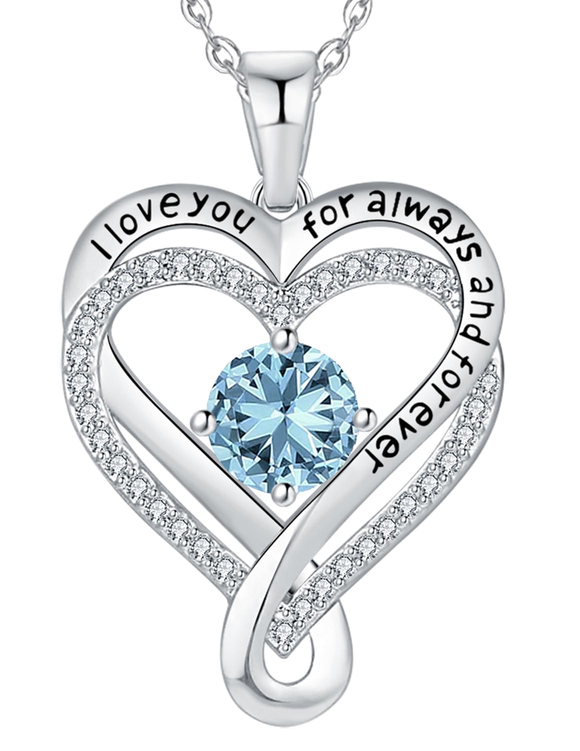 S925 Silver Necklace for Women Anniversary for Her Wife Birthday Gift ideas for Girlfriend Infinity Heart Birthstone Womens Jewe