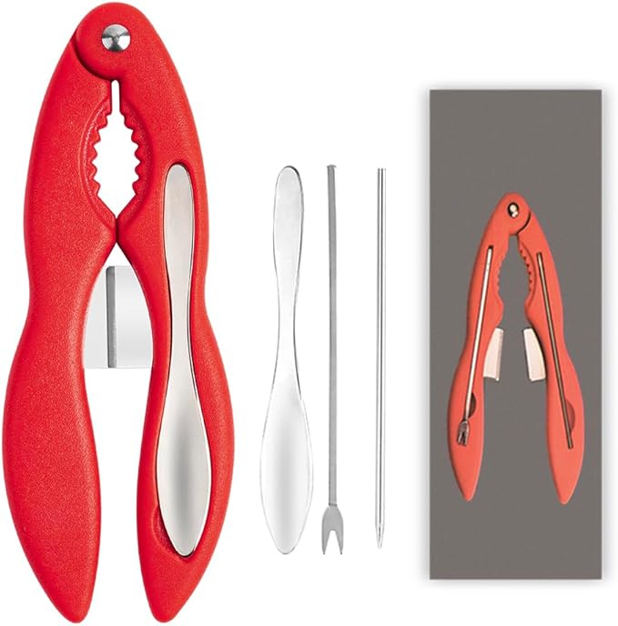 Crab Crackers and Tools Multifunctional Crab Leg Crackers Efficient Lobster Crackers Sturdy Seafood Crackers and Tools Portable Lobster Crackers and Picks Set Crab Claw Crackers Red