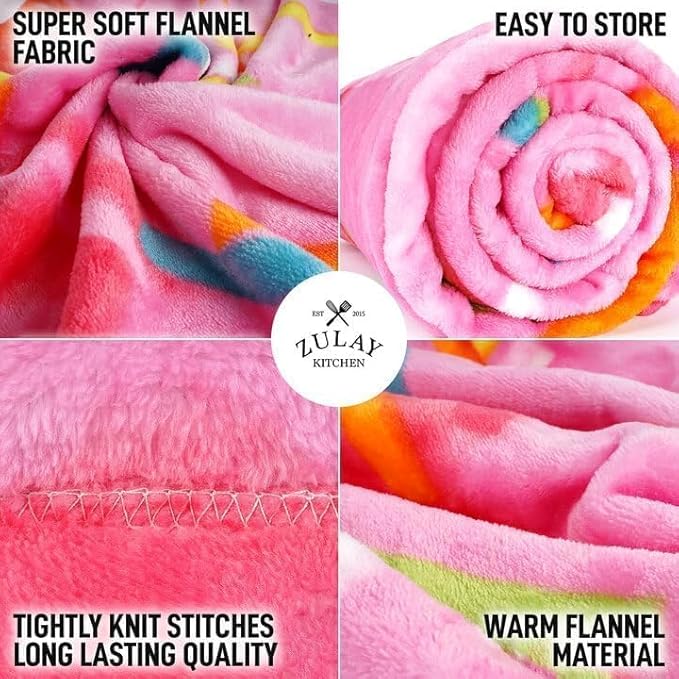 Zulay Giant Double Sided Glazed Donut with Gift Box Packaging - Novelty Blanket for Adults & Kids - Soft Flannel Round Glazed Donut Blanket for Indoors, Outdoors, Travel, Home, 285 GSM - 60 Inches