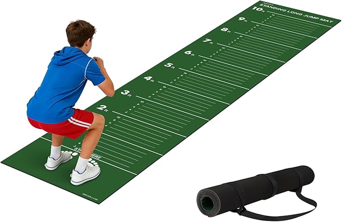 Standing Long Jump Mat, Broad Jump Measurement Mat for Training and Testing, Non Slip Jumping Measurement Tool for Gym, Sc...