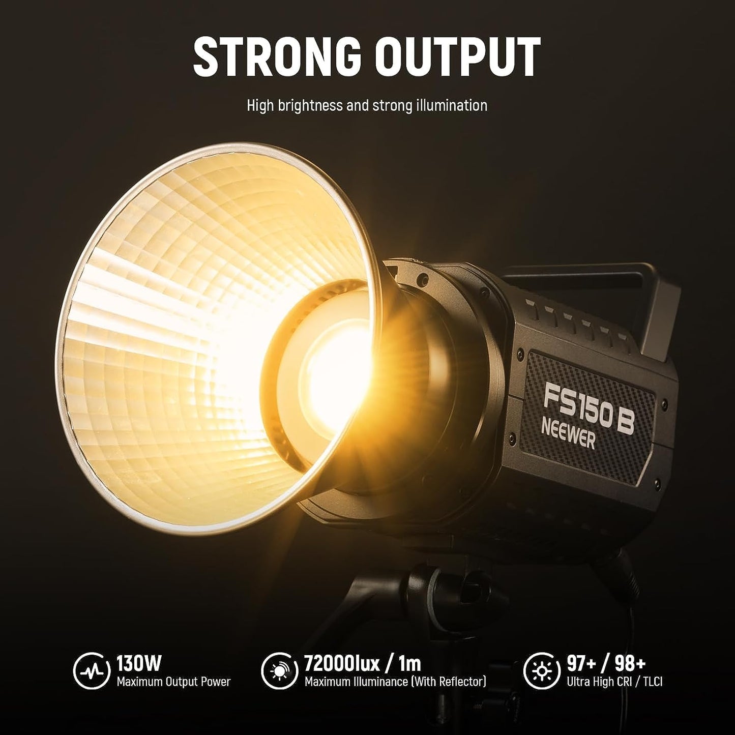 Neewer Fs150B Led Video Light 2.4G/App Control, 130W 2700K-6500K 72000Lux/1M Bi Color Cob Bowens Mount Photography Continuous Ou