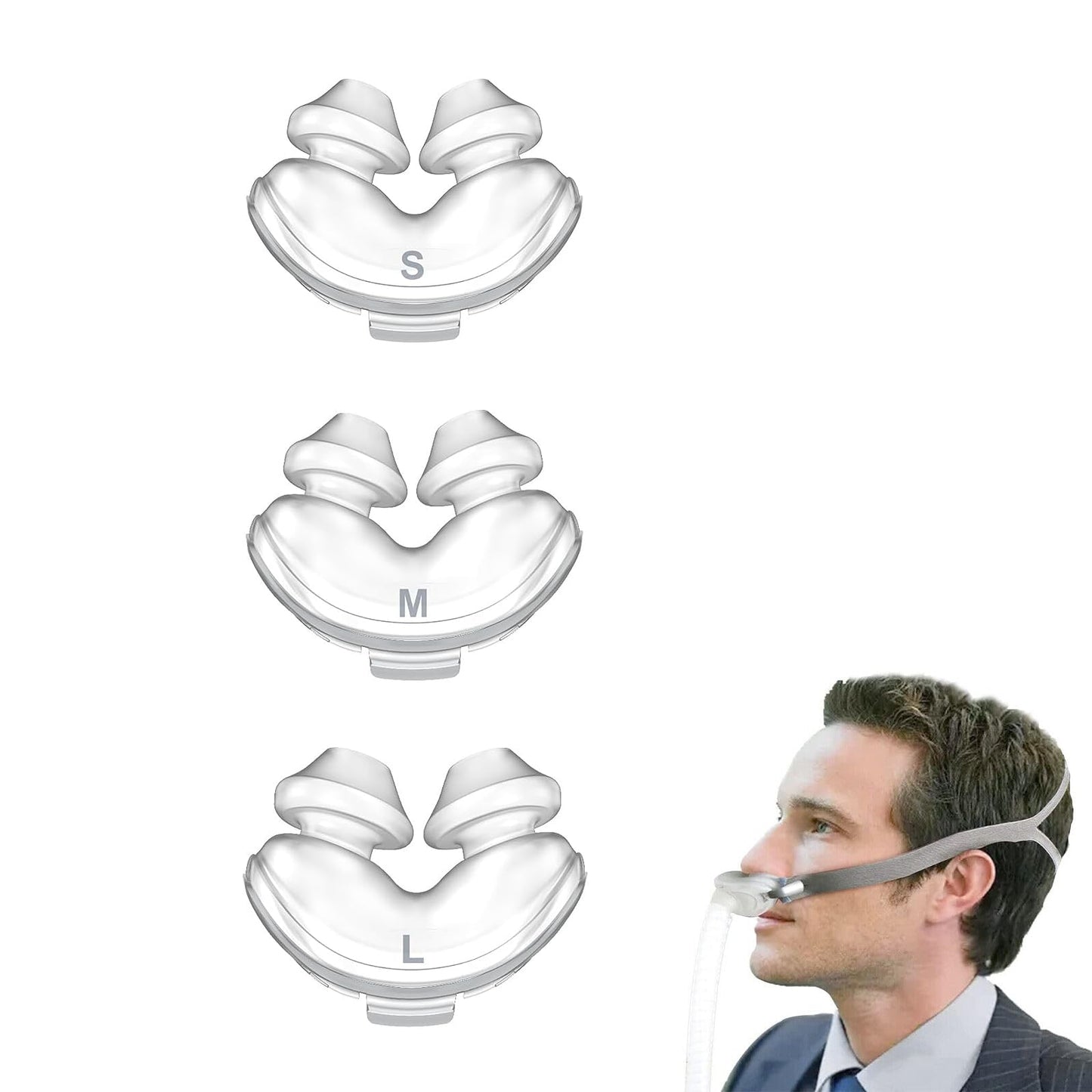 NQIAO Nasal Pillow - Universal Nasal Mask Nose Pillows System Assembly - Includes Small, Medium, and Large Nose Adapter Nasal Pillows
