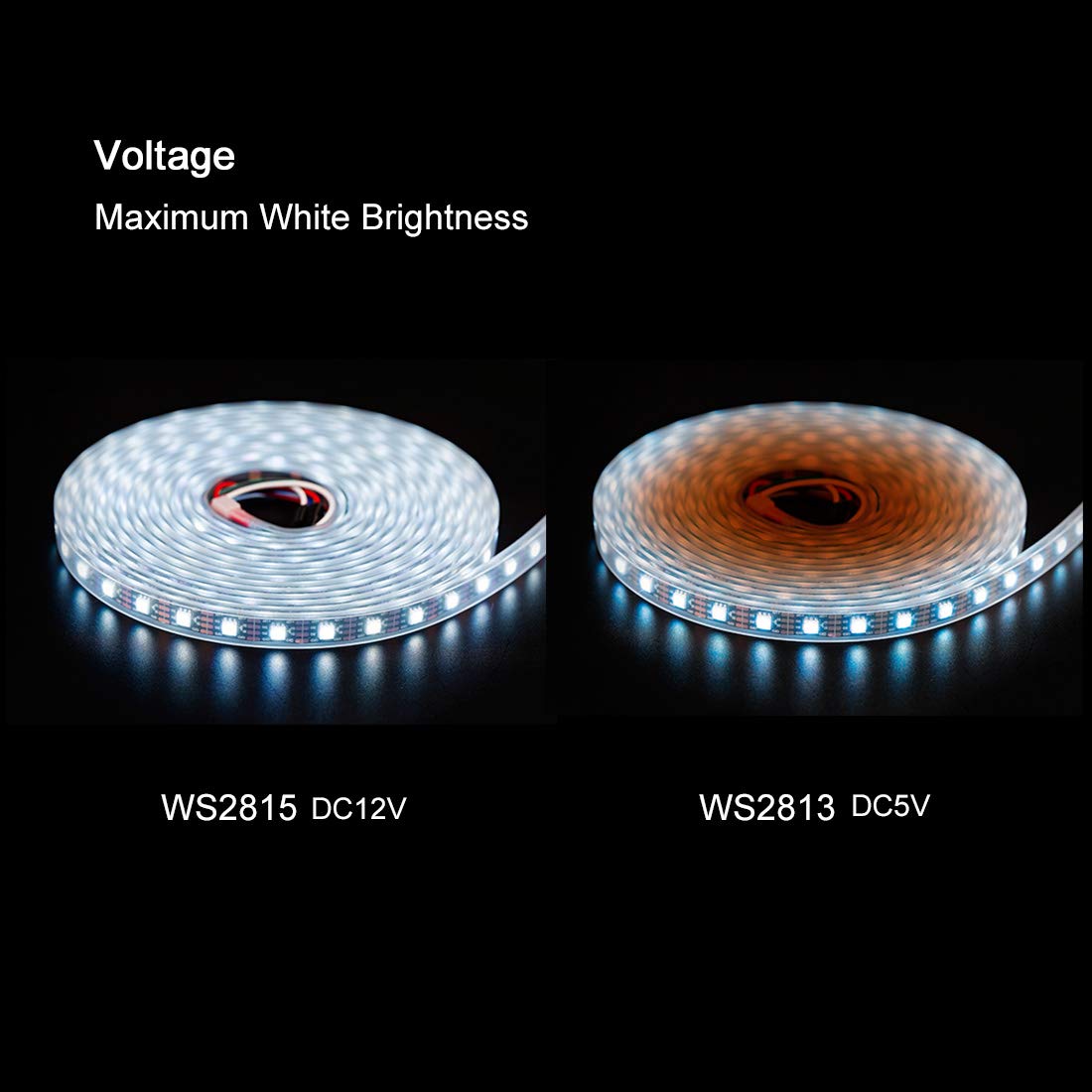 BTF-LIGHTING WS2815 RGB LED Strip Light 3.2ft 144 LEDs Black PCB IP65 Waterproof