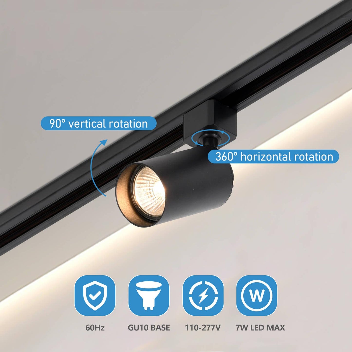 Hiiglxii 8-Light Led Track Lighting Kit With 6.6Ft H Track Lighting Rails & Floating Canopy Connector  Gu10 Track Light Kit  Modern Kitchen Track Lighting Fixtures Ceiling Spot Light  Black (No Bulbs)