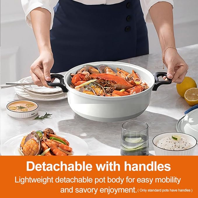 Joydeem 2 in 1 Electric Hot Pot, Shabu Shabu Pot with Two Removable Pot, UL Listed, Ceramic Non-stick Coating, 1400W, JD-HG3706W