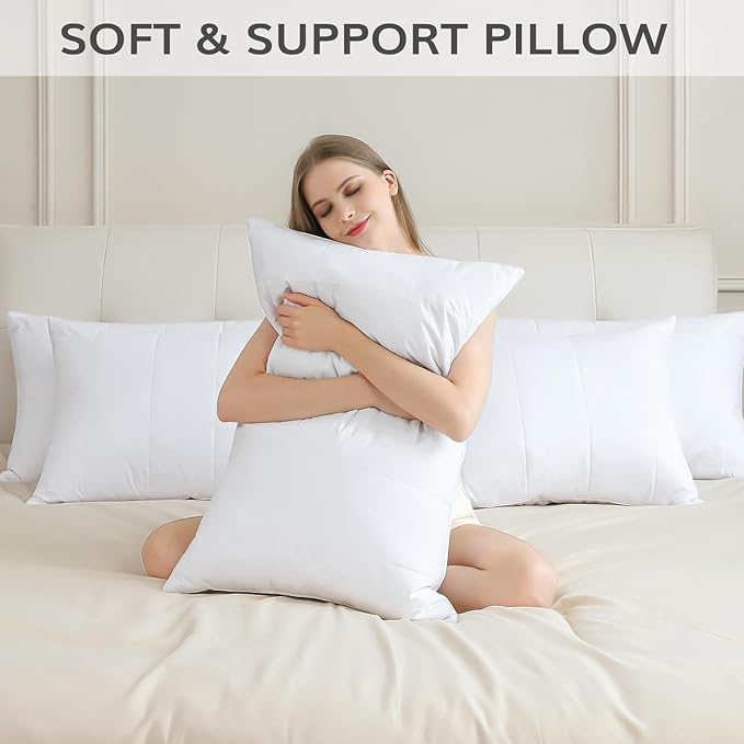 SAVORI Goose Down Feather Pillows with 100% Cotton Cover, Soft Hotel Bed Pillow for Sleeping, Cooling Pillow for Back, Stomach or Side Sleepers, King Size-White 20x36 Inch