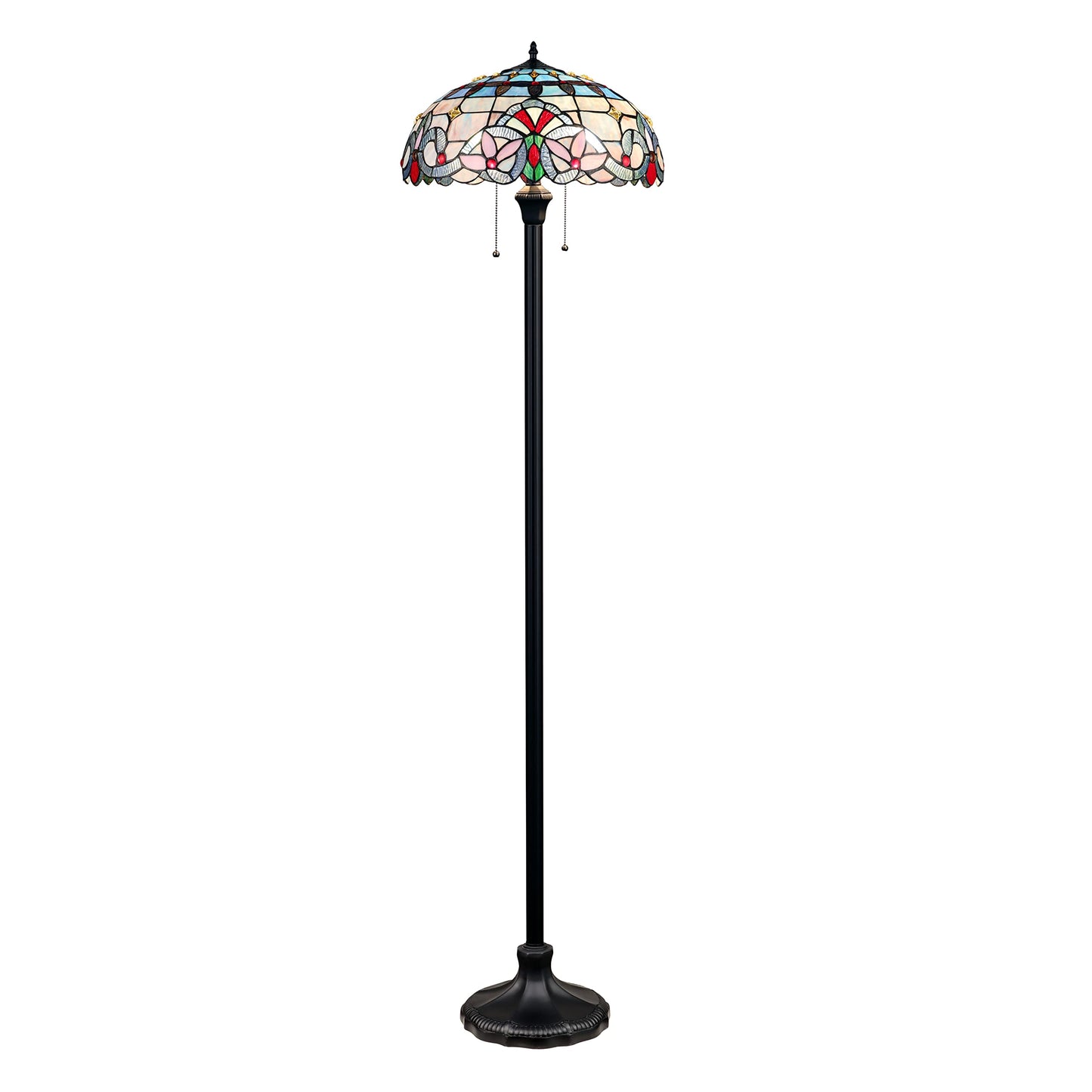 Chloe Lighting Victorian-Style Floor Lamp, Dark Bronze, 18in Wide, Glass, Model CH3T381VB18-FL2