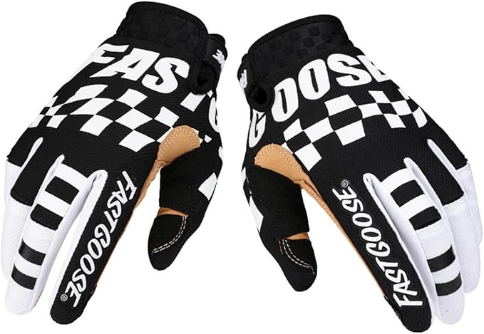 EXCEREY Square Grid MTB Cool Motorcycle Bicycle Full Finger Off-Road Racing Gloves Outdoor Sports for Men Women & Mountain...