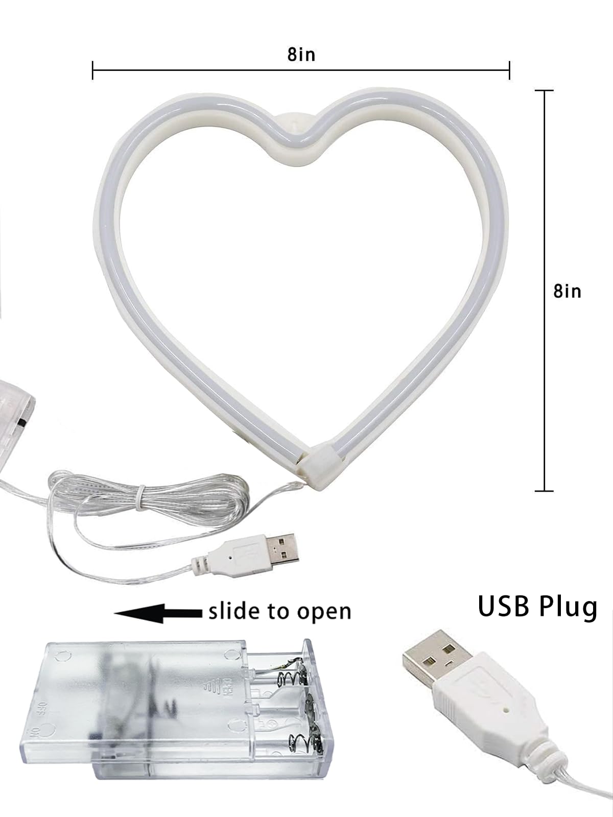 Exf Pink Heart Neon Sign - Battery Operated Led Lamp For Home Décor, Galentines Day, Wedding, GirlS Room - 1 Pack