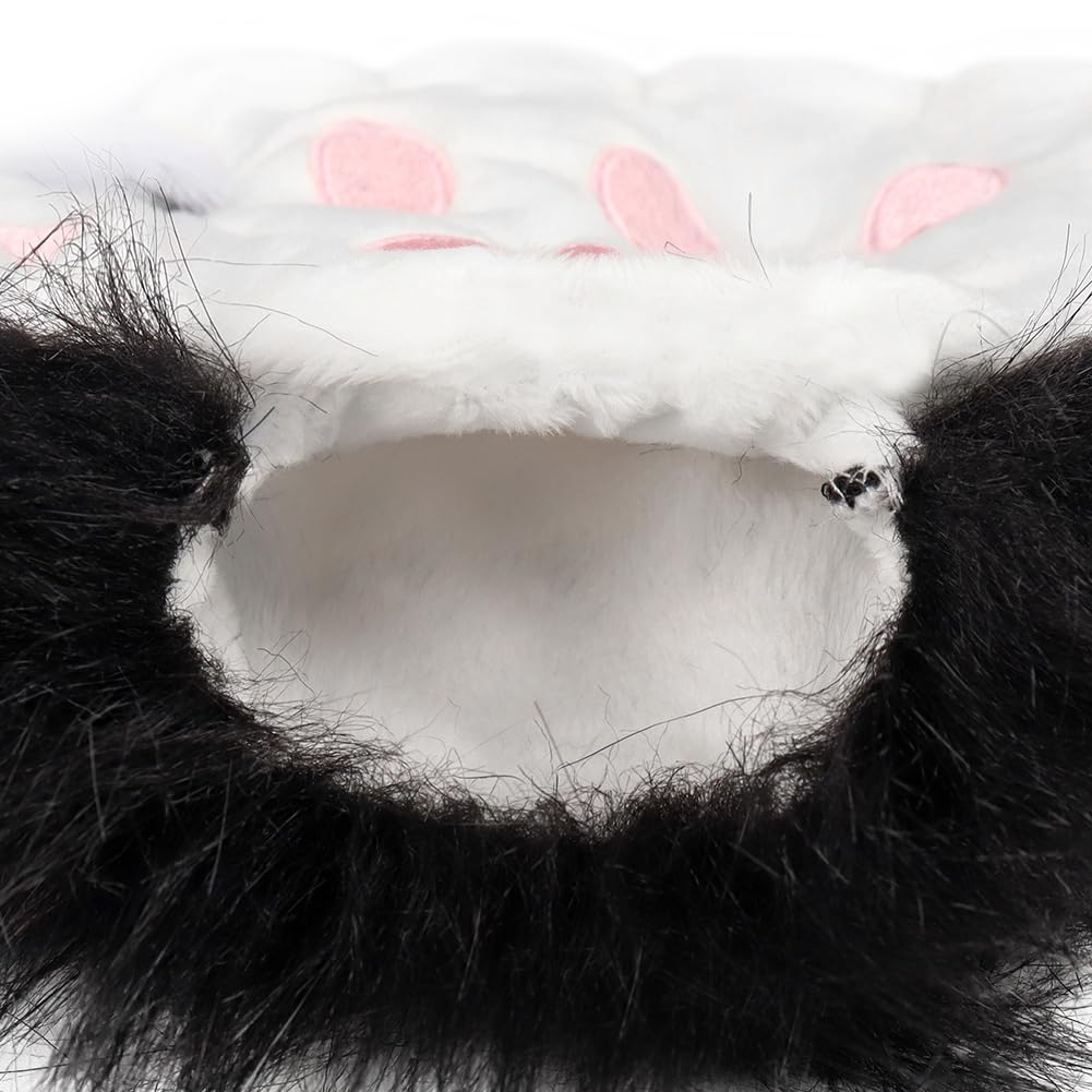 Anbiliwobo Furry Faux Fur Wolf Mitts Bear Paw Fingerless Gloves Fox Anime Cosplay Costume Accessories