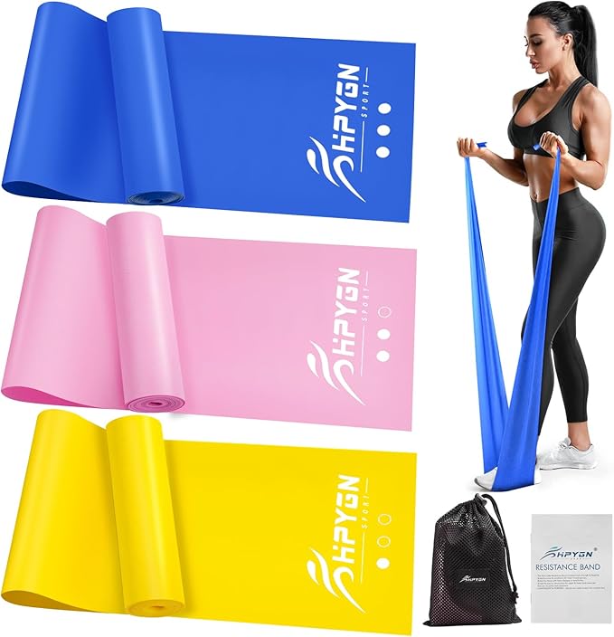 Resistance Bands, Exercise Bands, Physical Therapy Bands for Strength Training, Yoga, Pilates, Stretch Elastic Band with D...