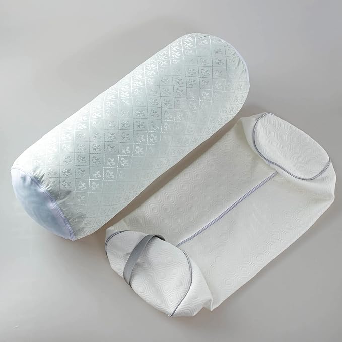 Kingnex 24x8 Adjustable Roll Bolster Pillow Under Knees for Back Sleepers to Relief Lower Back Pain Between Legs for Sleeping on Side Shredded Memory Foam Cylinder