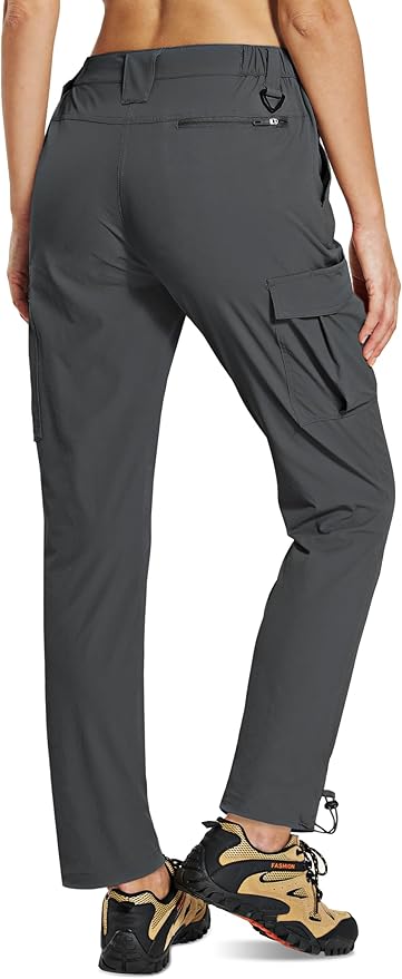 MOURCE Womens Hiking Pants Lightweight - Quick Dry Water Resistant Cargo Pants Women with 7 Pockets & Drawcord Cuffs