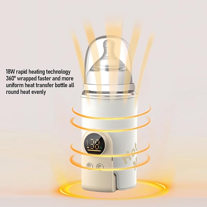 Portable Bottle Warmer for Travel,USB Type C Universal Cordless Accurate Temperature Control 6000mah8000mah10000 for Travel, Car, Outdoor (10000mah)