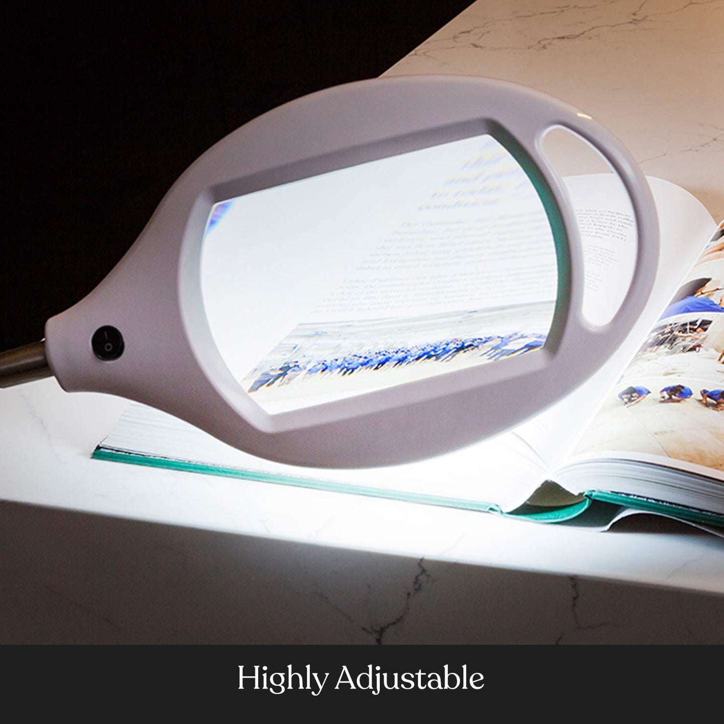 Brightech LightView Pro Magnifying Glass Floor Lamp, 5 Diopter (2.25x), White, with LED Light and Sturdy Base