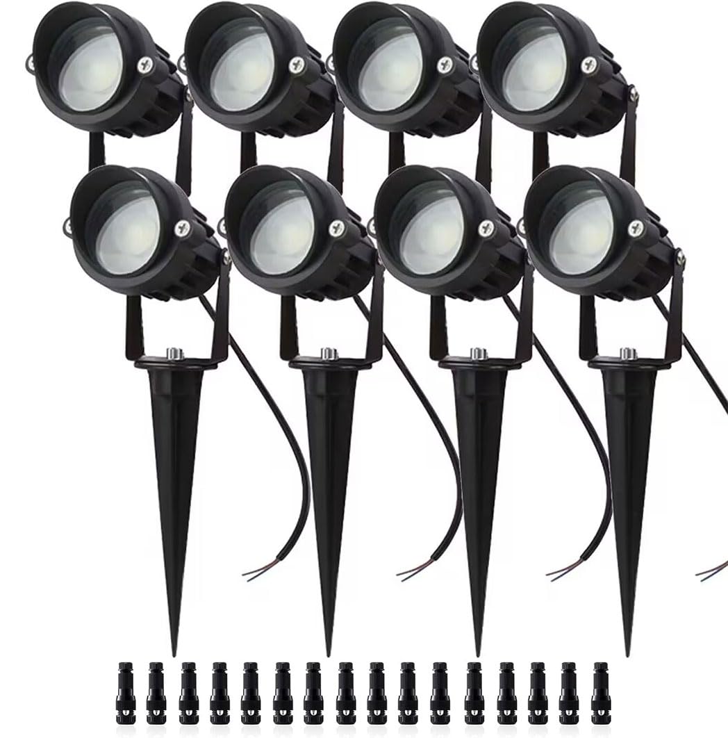 LAVAED 10W LED Landscape Lighting Waterproof Spotlights 1000LM 12/24V Low Voltage 8Pack Aluminum