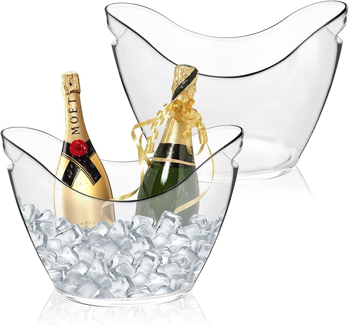 2 Pack Ice Bucket - 4L Clear Acrylic Ice Buckets for Parties, Mimosa Bar Supplies Beverage Tub for Champagne Beer Sparklin...