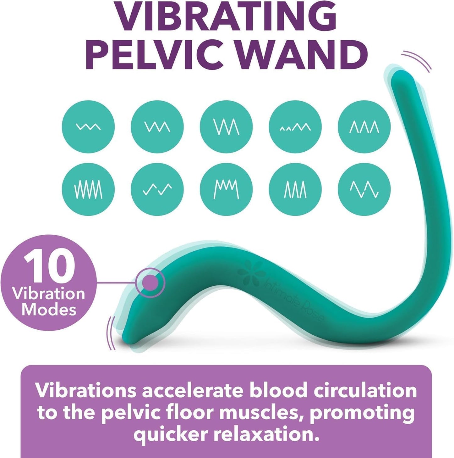 IntimateRose Vibrating Pelvic Wand, Pelvic Floor Muscle Trigger Point Massager, Perineal Massage Tool for Pelvic Physical Therapy & Pain Relief, BPA-Free, Latex-Free (Vibration)