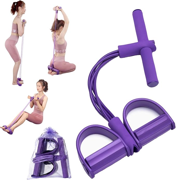 Fitness Resistance Bands Set with Handles & Ankle Straps - 4 Tube Exercise Bands for Arm, Leg, Strength Training, Stretchi...