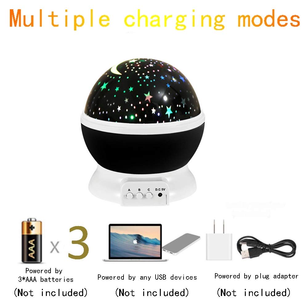 Borelor Star Night Light Projector, 12 Color Modes, 360° Rotating, USB Cable, Black, Model 178, 1 Count