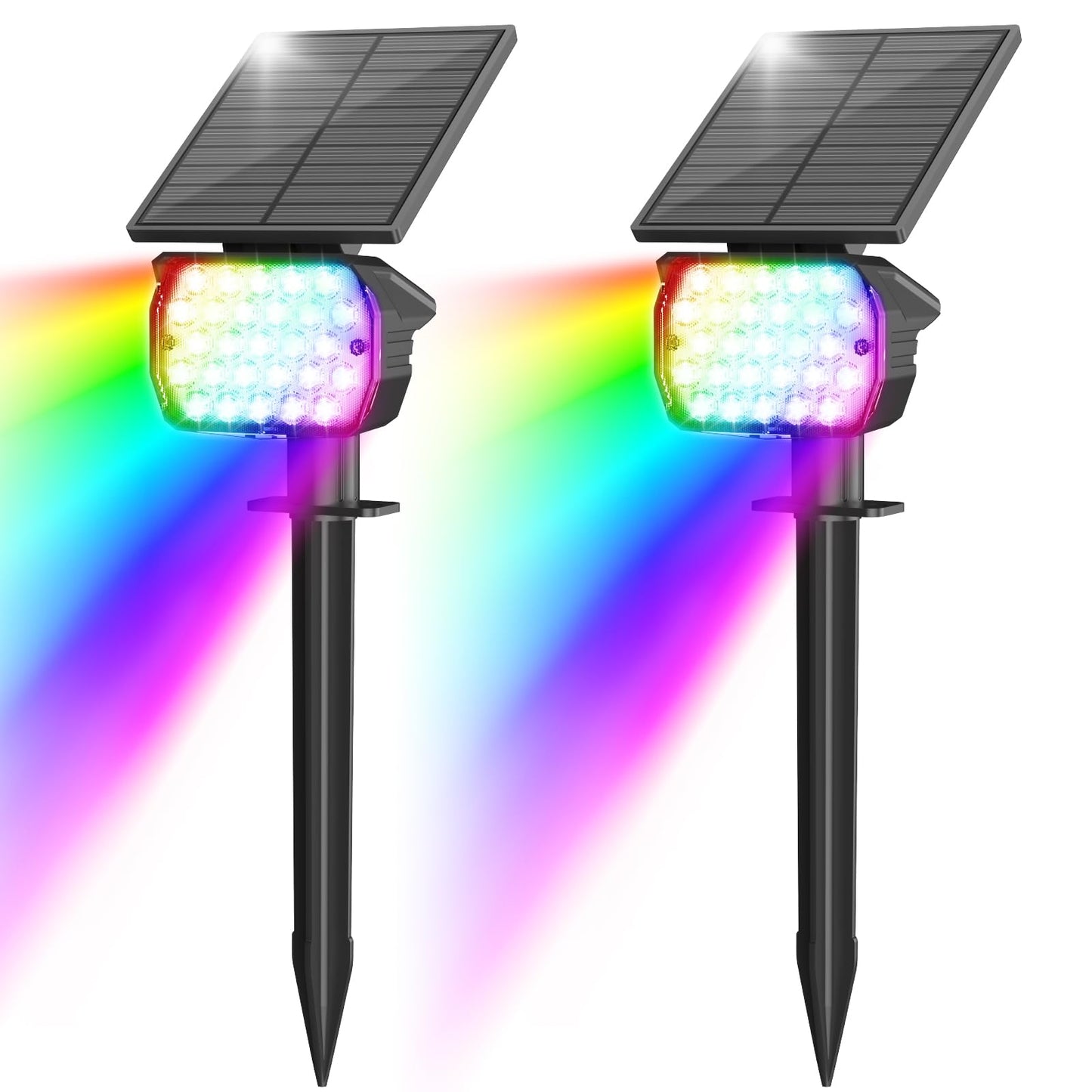 VOLISUN Solar Spot Lights, 27 LED, IP67 Waterproof, 2 Pack, Multicolor, Model 21464